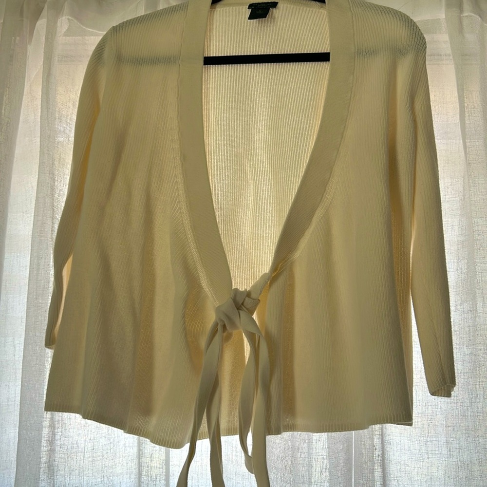 Ann Taylor Cream Wrap Sweater